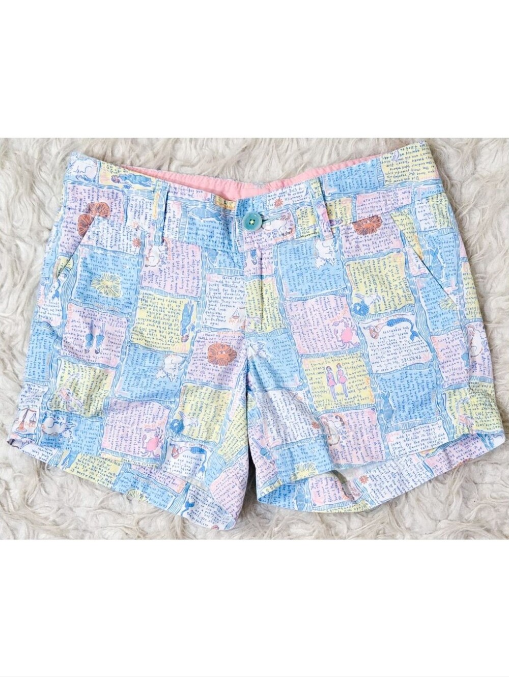 Lilly Pulitzer Callahan Shorts Zodiac Written in the Stars Horoscope Print Pink
